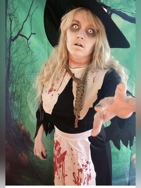 Bloody Witch Women's Halloween Dress in Black & White